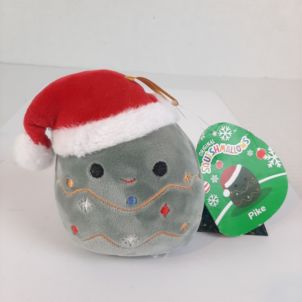 NWT Squishmallows Pike the Christmas Tree Wearing Santa Hat 4.5 Inch Plush